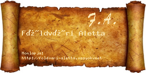 Földvári Aletta névjegykártya