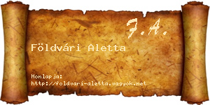Földvári Aletta névjegykártya